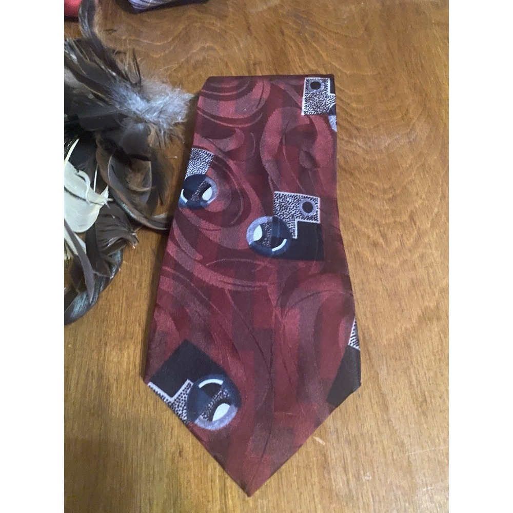 100% SILK Mens x-long Necktie BlK ,Burgundy MADE IN USA